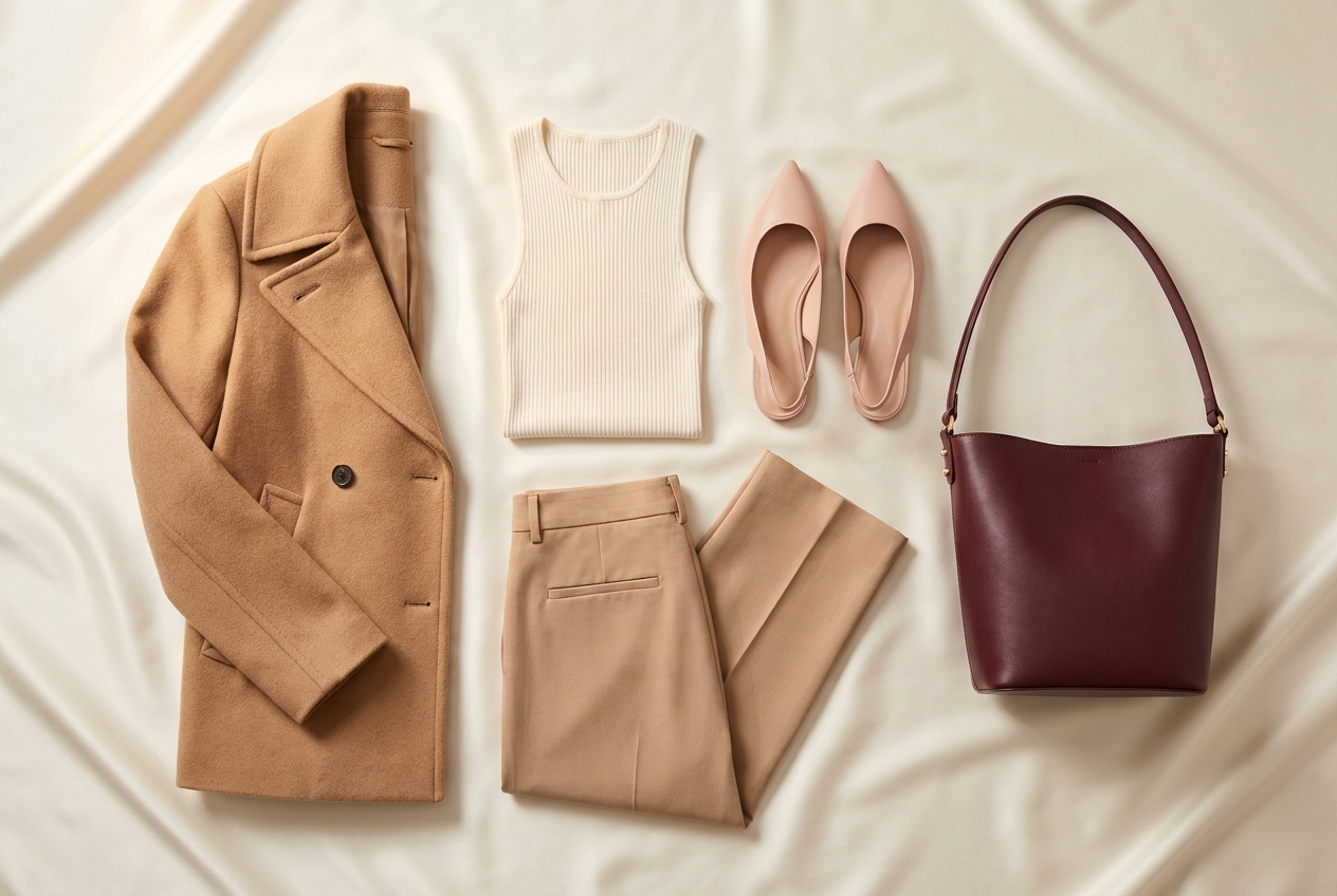 Polished for the Workweek — editorial flat-lay of every piece in the outfit