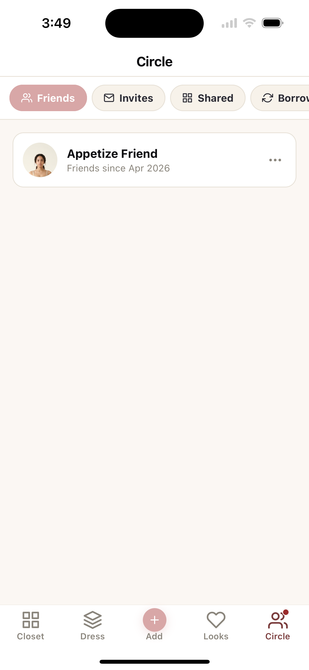 Circle tab with friends